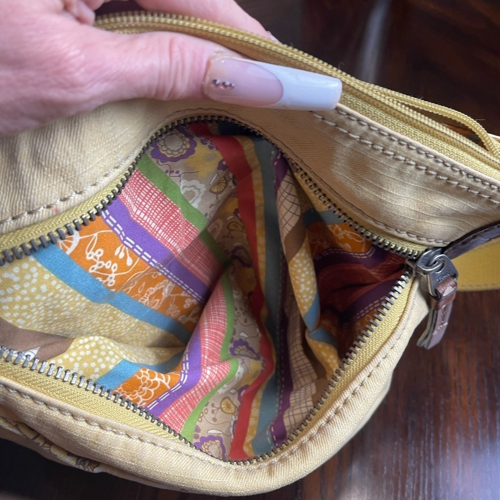 Fossil Floral Yellow Coated Canvas Crossbody - Gently Used - Picture 6 of 9